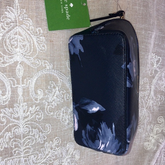 Kate Spade Navy and Gray Floral Cosmetic Bag - Picture 2 of 6